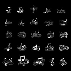Music Icons Set - Isolated On Black Background