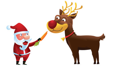 Santa feeding reindeer