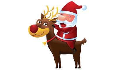 Santa with reindeer in Christmas