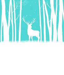 Naklejka premium Silhouette of a reindeer in woods for Christmas theme