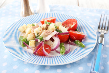 Fresh breakfast consisting of vegetable salad served