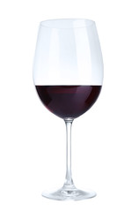 Red wine glass of wine isolated on white
