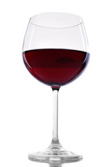 Red wine glass of wine isolated on white