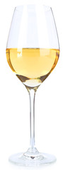 Wineglass with white wine isolated on white