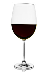 Red wine glass of wine on colorful background