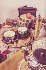 Nostalgic still life in kitchen composition