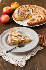 Apple pie on the wooden backgraund