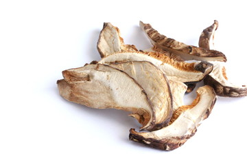 Dried Shitake Mushroom on White Background