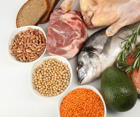 Food high in protein close-up