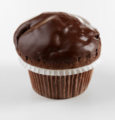 Yummy chocolate cupcake isolated on white