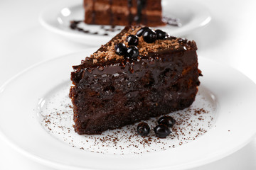 Yummy chocolate cake, close-up