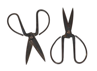 old tailor scissors isolated on white background