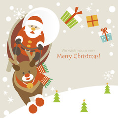 Flying santa and reindeer