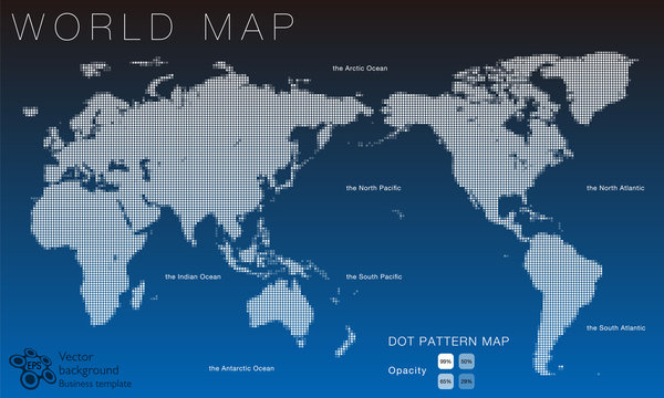 World Map #Vector Illustration, White Dot Pattern