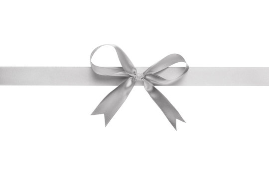 silver ribbon with bow for packaging