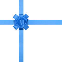 composition for present or gift with blue ribbon bow