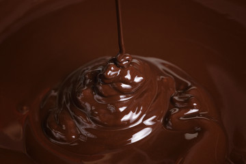 melted dark chocolate flow
