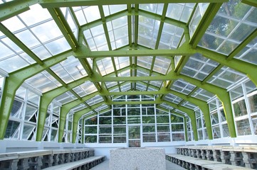 The closeup view of greenhouse framework at park