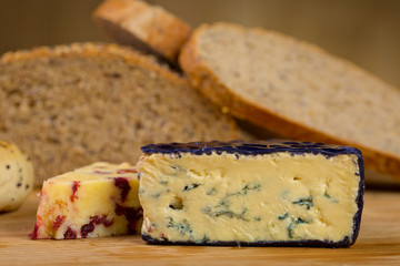 Blue cheese on a wooden serving board