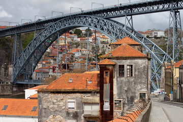 Dom Luis I Bridge in Old City of Porto