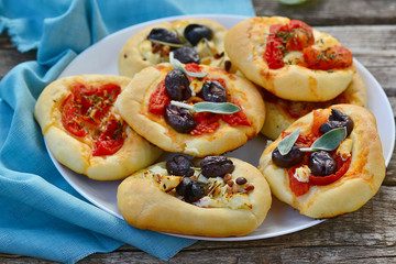 all sorts of mini pizzas. Italian cuisine