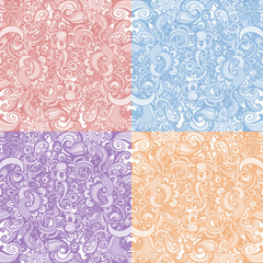 Set of four cute floral backgrounds