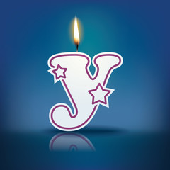 Candle letter y with flame