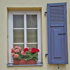 Fototapeta na wymiar picuresque window and flowers, Altenburg, Germany