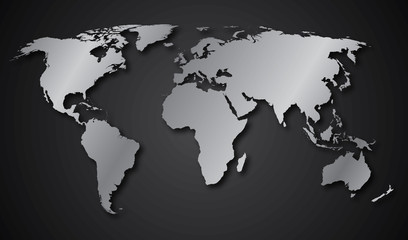 Fototapeta na wymiar World map continents gray gradient