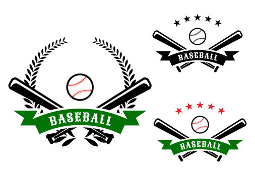 Baseball emblems with crossed bats