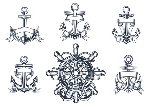 Vintage marine and nautical icons