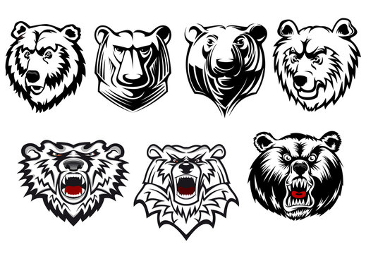 Bear mascots with different expressions