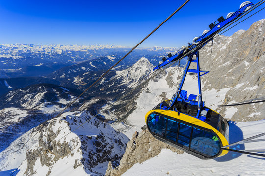 Winter mountains, cable car, ski lft  - Austrian Alps