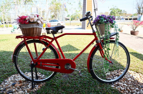 Flower basket on Red Bicycle