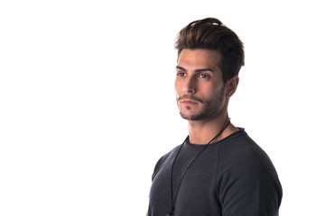 Fit handsome young man confident in casual clothes isolated