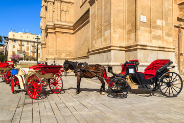 Horse carriages waiting for tourists in Palma de Majorca, Spain © pkazmierczak