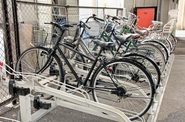 Fototapeta na wymiar Bicycle parking Tokyo, Japan.