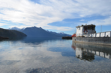 boat on Lake Nahuel Huapi, Patagonian Andes, Bariloche