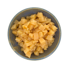 Serving of chopped rutabagas in bowl