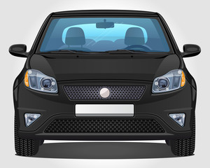 Vector black Car - Front view | visible interior version