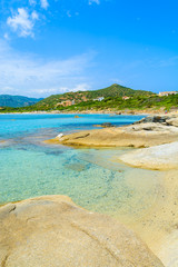 Rocks and sea water on Campolungo beach, Sardinia island, Italy