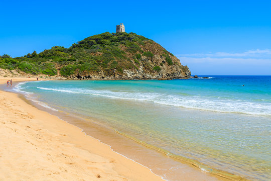 Beautiful sea and bay on Chia beach, Sardinia island, Italy