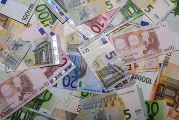 Set of euro banknotes.