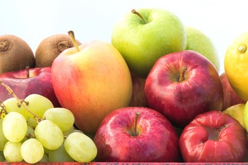 Close-up  group fruits on White background