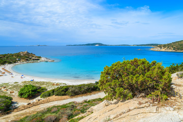 Fototapeta na wymiar View of Punta Molentis beach with turquoise sea, Sardinia island