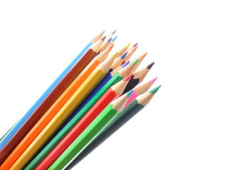 colored pencils on white background