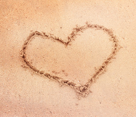 heart drawn in the sand