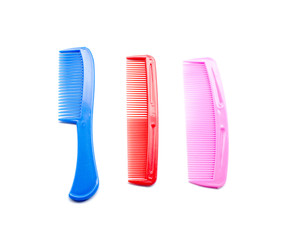 Purple comb isolated on white close up look