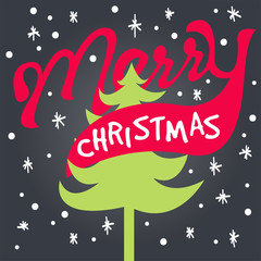 merry christmas lettering card hipster