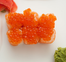 Philadelphia roll with smoked salmon and caviar